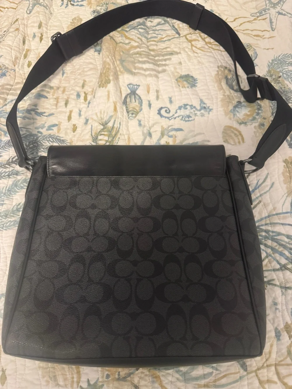 Coach Men's Black & Charcoal Signature Messenger Bag